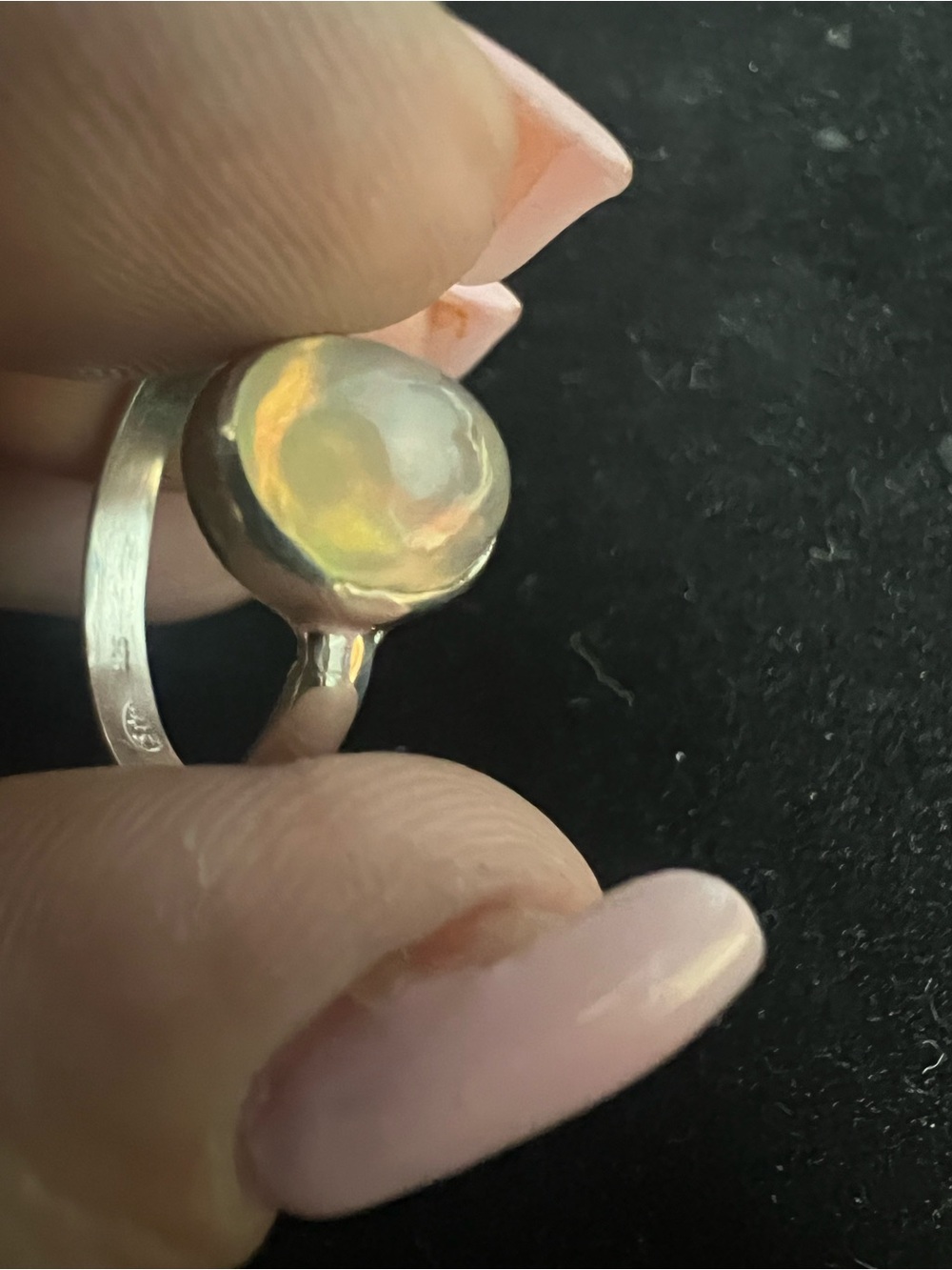 925 STERLING SILVER NATURAL OPAL RING SIZE 7.5 - Picture 4 of 8
